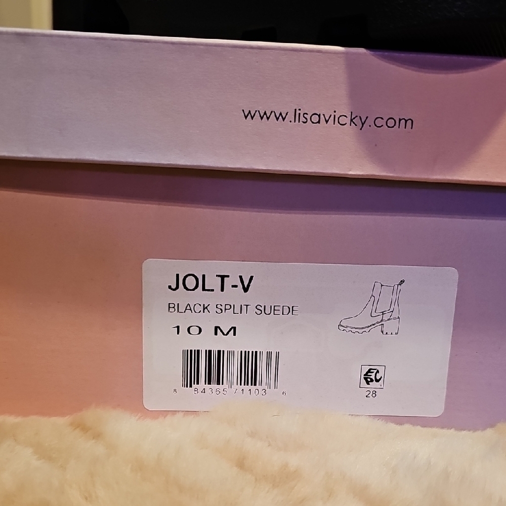 LISA VICKY-Women's Black Suede Ankle Boots Size 10. NIB! - Picture 3 of 12